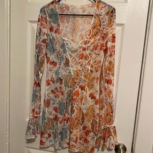 Multi color green and orange mini dress